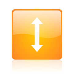 arrows orange square glossy web icon