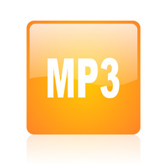 mp3 orange square glossy web icon