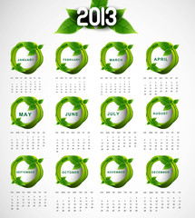 2013 calendar eco natural green lives circle stylish vector