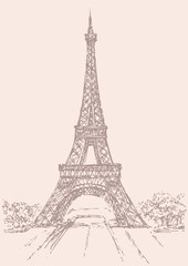 Vector drawing from a series of landmarks. The Eiffel Tower in P