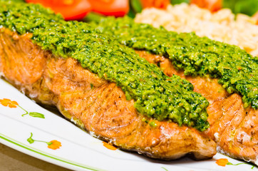 Salmon with pesto