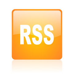 rss orange square glossy web icon