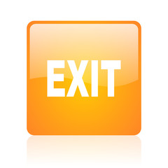 exit orange square glossy web icon