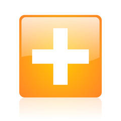 Fototapeta premium emergency orange square glossy web icon