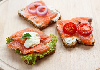 Sandwich with smoked salmon