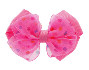 Hair bow tie pink with colorful dots