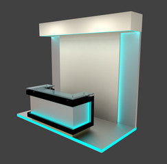 exhibition module with blue lighting