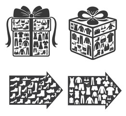 Shopping. Gift. Clothing. Design elements.