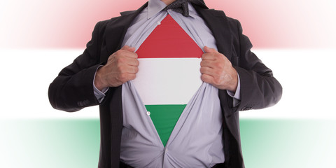 Business man with Hungarian flag t-shirt