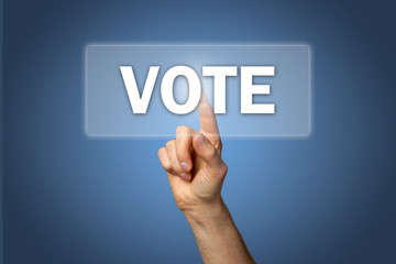 Obraz premium Hand touching Display Vote