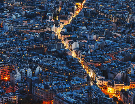 Fototapeta Aerial Night View of Paris