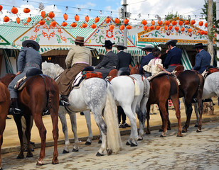 Jinetes a caballo, Feria de Sevilla