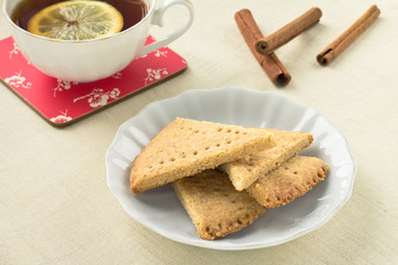 Cookies served on a light tablecloth