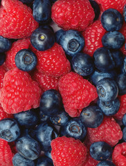 blueberries and raspberries