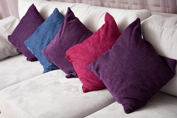 close up image of decorative colorful pillow - 50196227