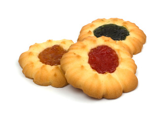 Chocolate pastry cookies isolated on white background