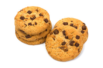 Chocolate pastry cookies isolated on white background