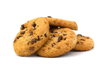 Chocolate pastry cookies isolated on white background