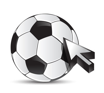 soccer ball with cursor arrow - sport shopping