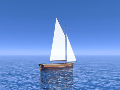 Peaceful sailboat - 3D render