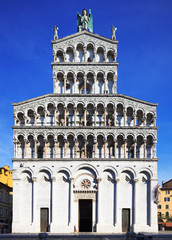 Lucca landmark, San Michele in Foro church.  Tuscany, Italy.