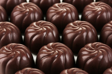 Chocolate candies, close up