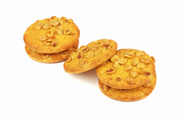 Cookies with peanuts on a white background