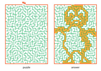 Сhild's picture puzzles, draw a line in maze and discovers image