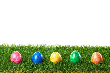 Colorful Easter Eggs in Grass