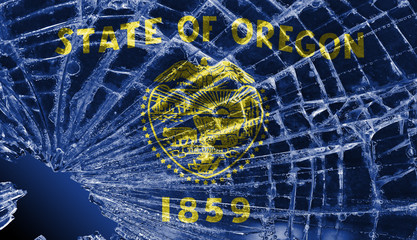 Broken glass or ice with a flag, Oregon