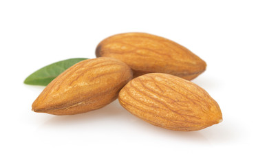 almond nut on white