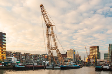 Fototapeta na wymiar Stary port w centrum Rotterdamu