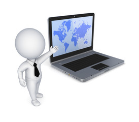 3d small person and modern notebook.