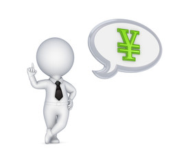 3d small person and yen symbol.