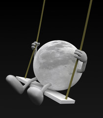 Obraz premium Moon with arms and legs on a swing