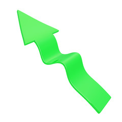 3d Green arrow with small fluctuation