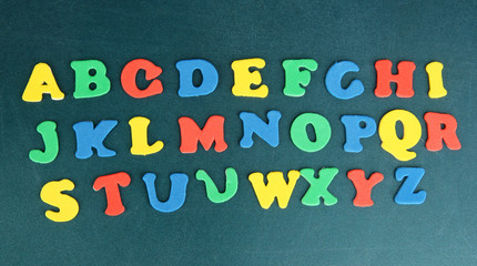 Colorful letters on school board close-up