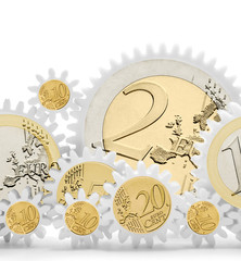 Engrenage de pièce en Euro - concept d'argent
