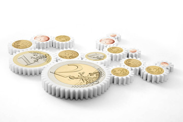 Engrenage de pièce en Euro - concept d'argent