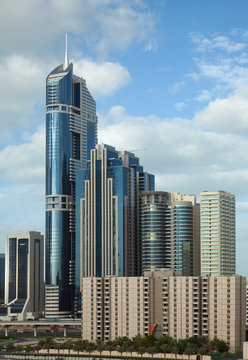 Vertical Dubai Skyline in Daylight