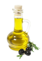olive oil in a glass bottle