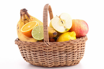wicker basket with fruits