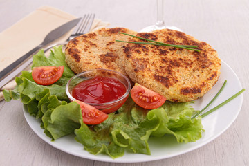 potato cake and salad