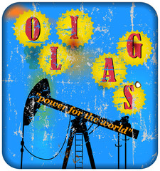 vintage oil and gas advertising sign, vector illustration