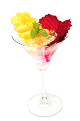 healthy fruit cocktail with ice