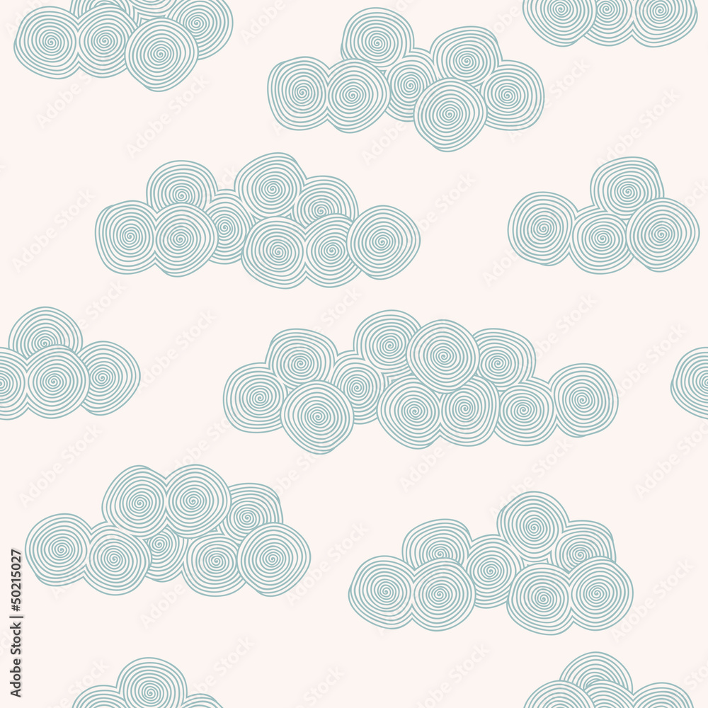 Aufkleber seamless hand drawn pattern with stylized clouds