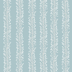 Seamless blue pattern with floral stripes