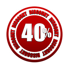 40 percentages discount 3d red circle label