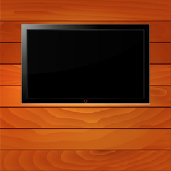 LCD TV on wood wall