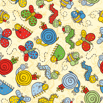 background with cartoon insects